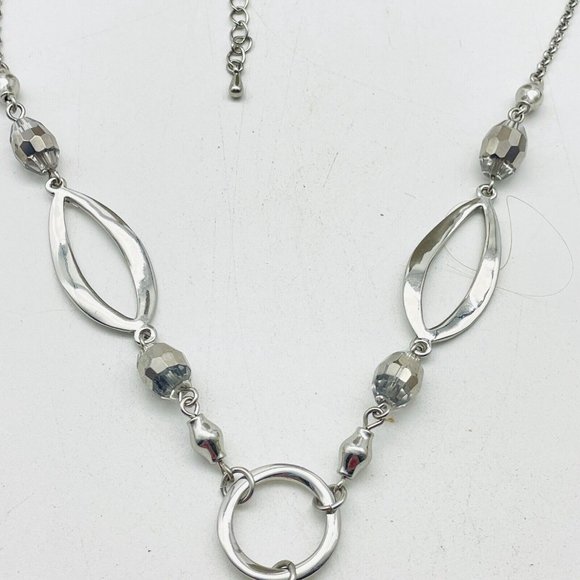 Lia Sophia Signed Open Chain Y Drop Necklace Silver Tone Classic Career Cosplay - Picture 3 of 6